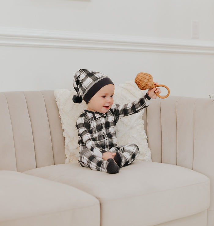 Holiday Organic Zipper Footie & Cap Set