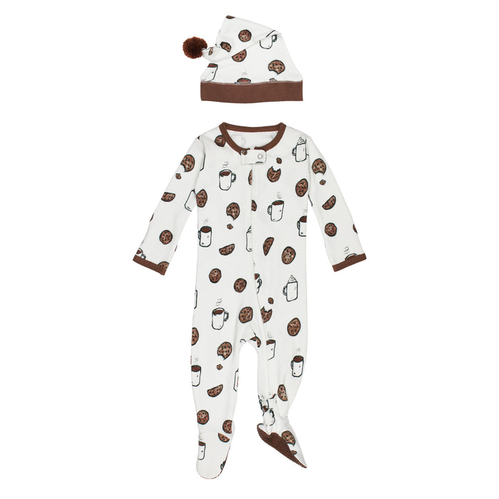 Holiday Organic Zipper Footie & Cap Set